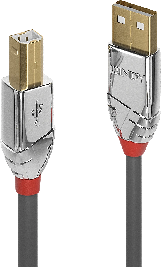 USB Kabelis - LINDY Cromo Line USB 2.0 Type A į B Laidas, M/M, 0.5 m, Pilkas