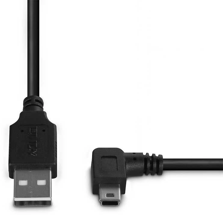 USB Kabelis - LINDY Type A į Mini-B, 2 m, 90 laipsnių dešinysis kampas, USB 2.0