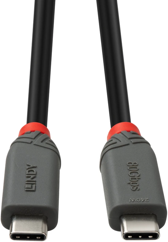 USB Laidas - Lindy USB4 Version 2 80Gbps 240W 0,8 m Juodas