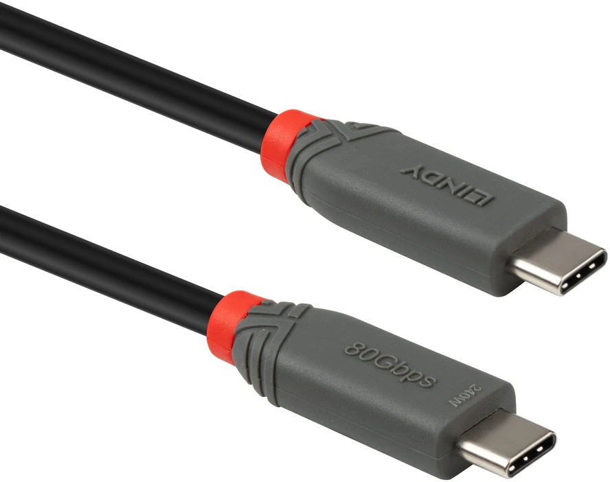 USB Laidas - Lindy USB4 Version 2 80Gbps 240W 0,8 m Juodas
