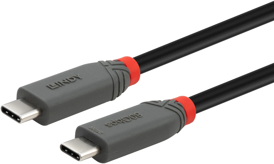 USB Laidas - Lindy USB4 Version 2 80Gbps 240W 0,8 m Juodas