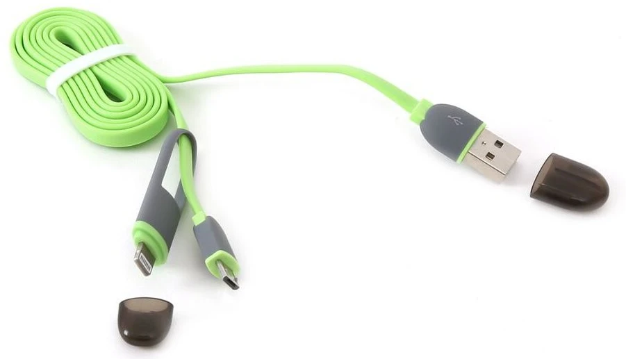 USB Laidas - Platinet USB–MicroUSB/„Lightning“ Laidas 1 m Žalias