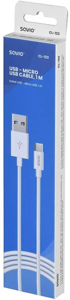 USB Kabelis - SAVIO CL-123 1m USB A į micro USB B 480 Mbit/s