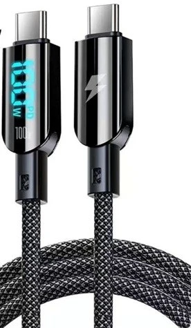 Vakoss TC-U560 USB-C į USB-C laidas su skaitmeniniu ekranu, 100 W, 1,5 m, juodas