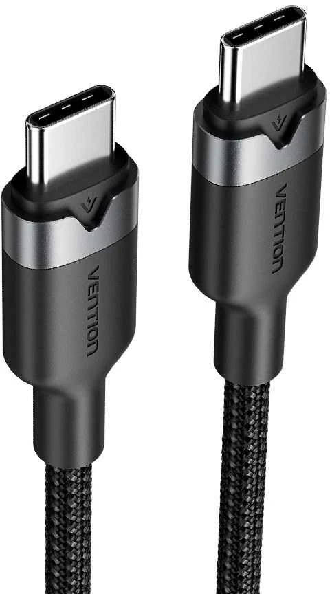 „Vention“ USB-C–C laidas, pintas, 3A, 480 Mbps, 60 W, 2 m, juodas