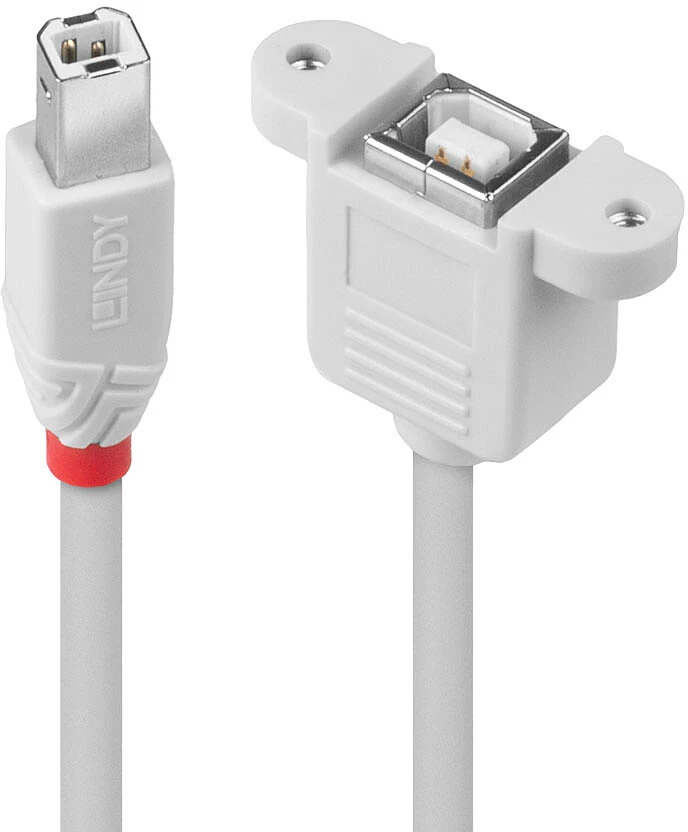 USB Prailginimo Kabelis - Lindy USB 2.0 Type-B Male Į Type-B Female 0,5 m Šviesiai Pilkas