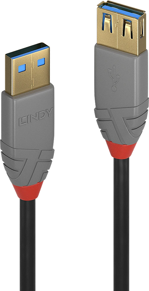 USB Prailginimo Laidas - LINDY Anthra Line USB 3.2 M/F Laidas, 5Gbps, 2 m, Juodas