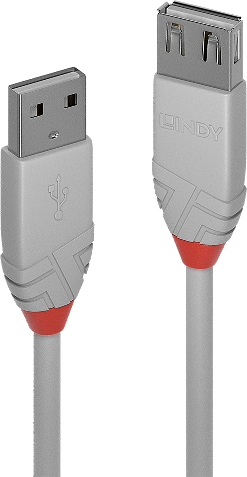 USB Prailginimo Laidas - LINDY Anthra Line USB 2.0 Tipo M/F Laidas, 2 m, Pilkas