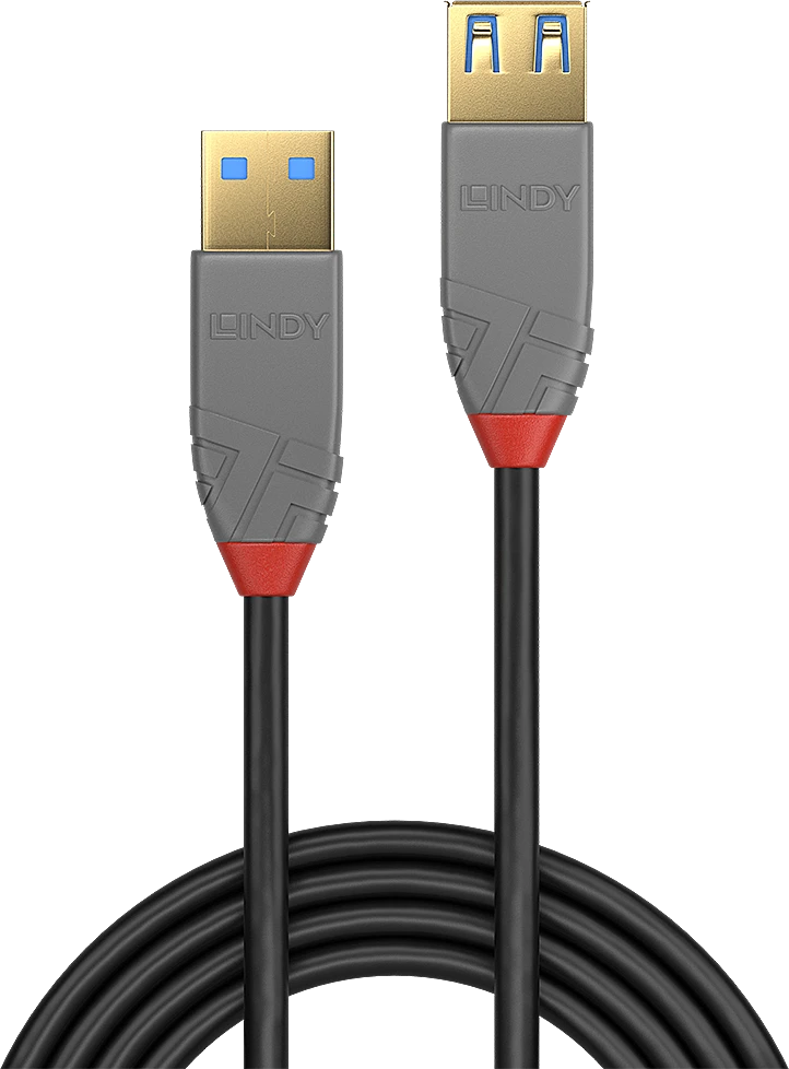 USB Prailginimo Laidas - LINDY Anthra Line USB 3.2 M/F Laidas, 5Gbps, 3 m, Juodas