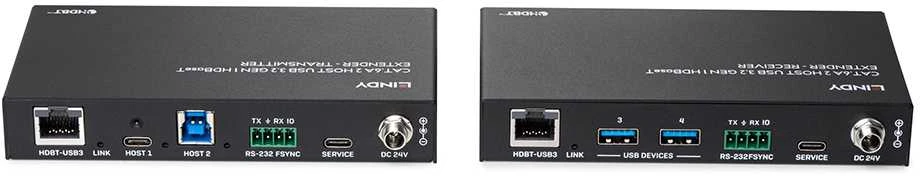 HDBaseT Ilgintuvas - LINDY Cat.6A 2 Host USB 3.2 Gen 1 HDBaseT Ilgintuvas 100 m, Juodas
