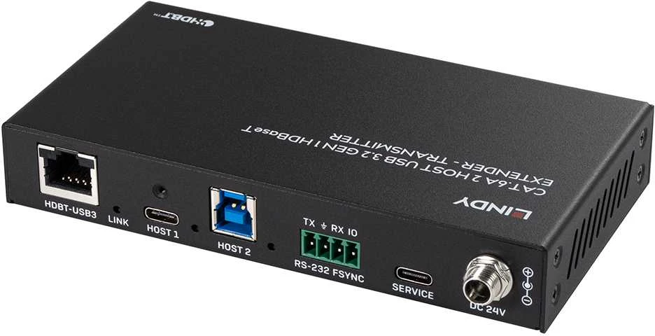 HDBaseT Ilgintuvas - LINDY Cat.6A 2 Host USB 3.2 Gen 1 HDBaseT Ilgintuvas 100 m, Juodas