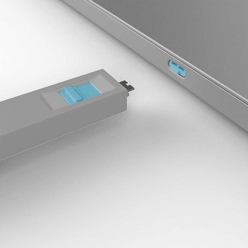 USB Priedas - LINDY USB C Prievado Blokatorių Rinkinys, 4 vnt. + raktas, ABS, Mėlynas