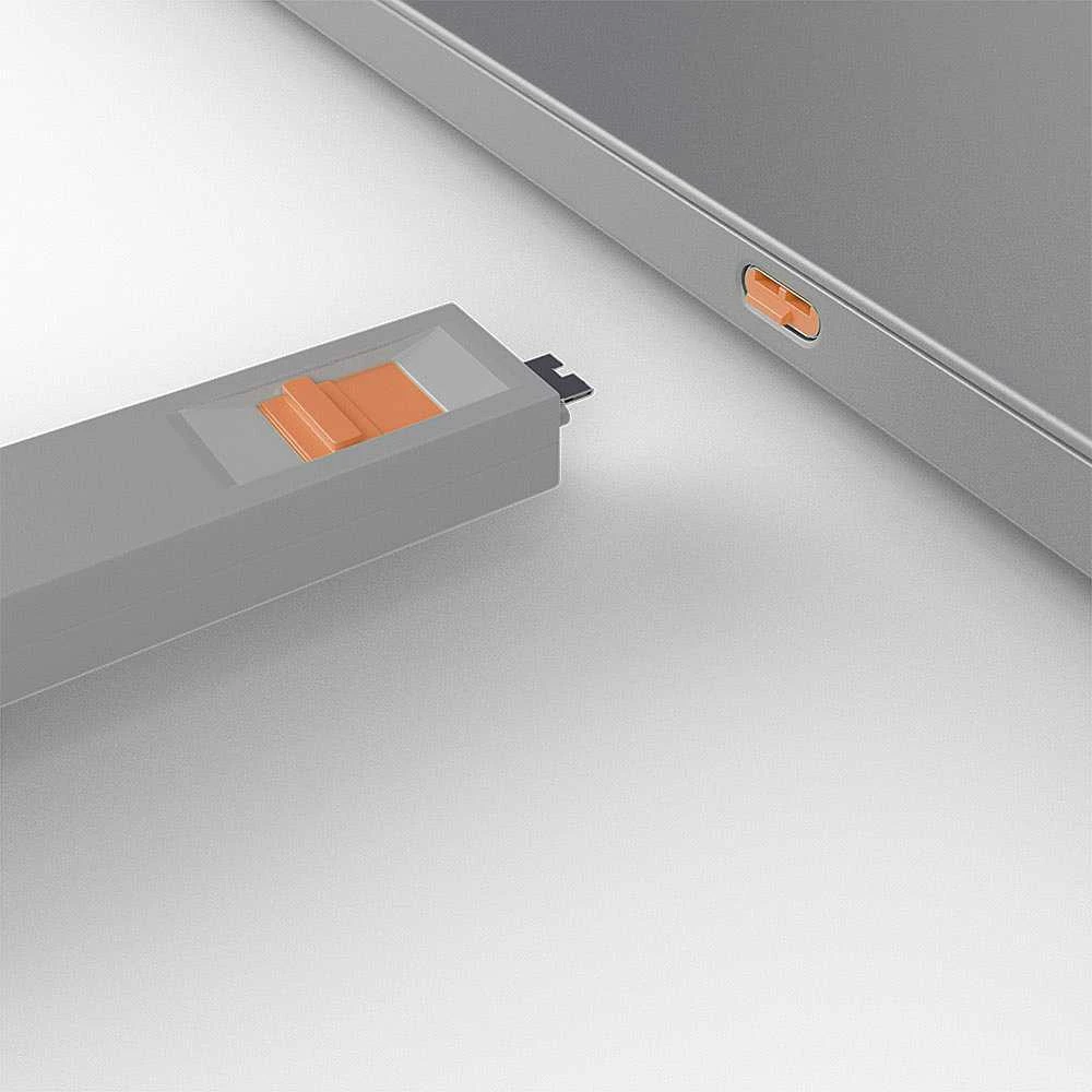 USB Priedas - LINDY USB C Prievado Blokatorių Rinkinys, 4 vnt + raktas, ABS, Oranžinis