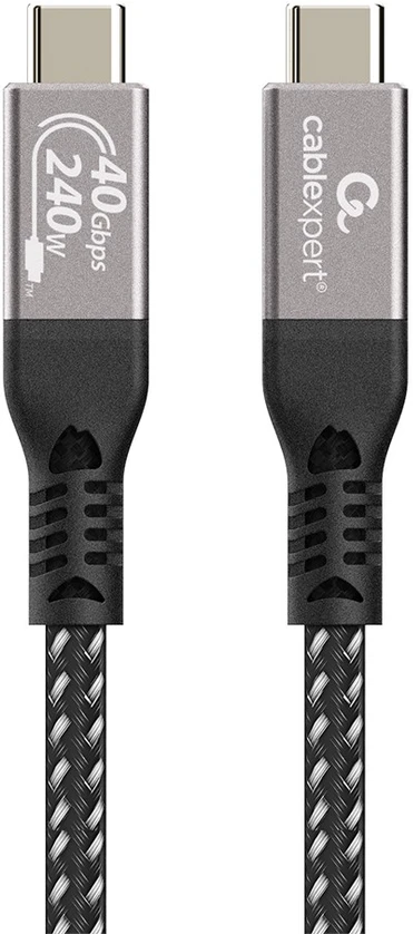 Gembird CCBP-USB4-CMCM240-0.5M Aukščiausios kokybės USB4 C tipo įkrovimo ir duomenų kabelis, 40 Gbps, 240 W, 0,5 m