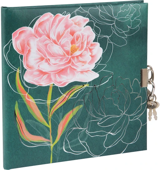 Užrašų knygelė - GOLDBUCH 44414 Peonija 96 Puslapiai, Užrakinta, 17x17 cm, Balta
