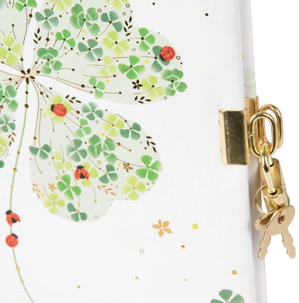 Užrašų knygelė - GOLDBUCH 44423 Lucky Clover 96 Puslapių, Užraktas, 17x17 cm, Balta