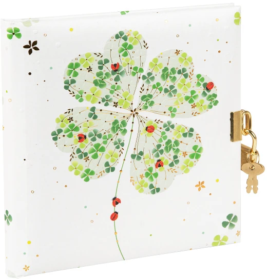 Užrašų knygelė - GOLDBUCH 44423 Lucky Clover 96 Puslapių, Užraktas, 17x17 cm, Balta