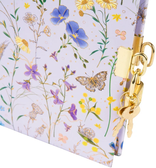 Užrašų knygelė - GOLDBUCH 44575 Vasaros Pieva 17x17 cm su Užraktu Baltos Puslapiai alyvinis