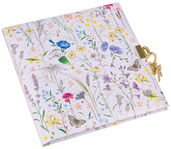 Užrašų knygelė - GOLDBUCH 44575 Vasaros Pieva 17x17 cm su Užraktu Baltos Puslapiai alyvinis