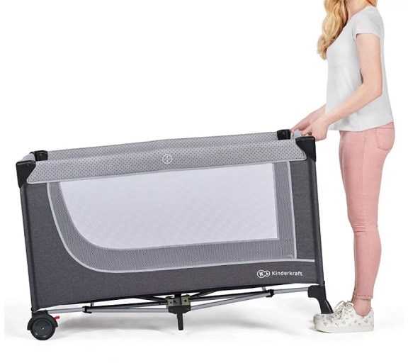 KINDERKRAFT kelioninė lovelė LEODY, pilka, KCLEOD00GRY0000