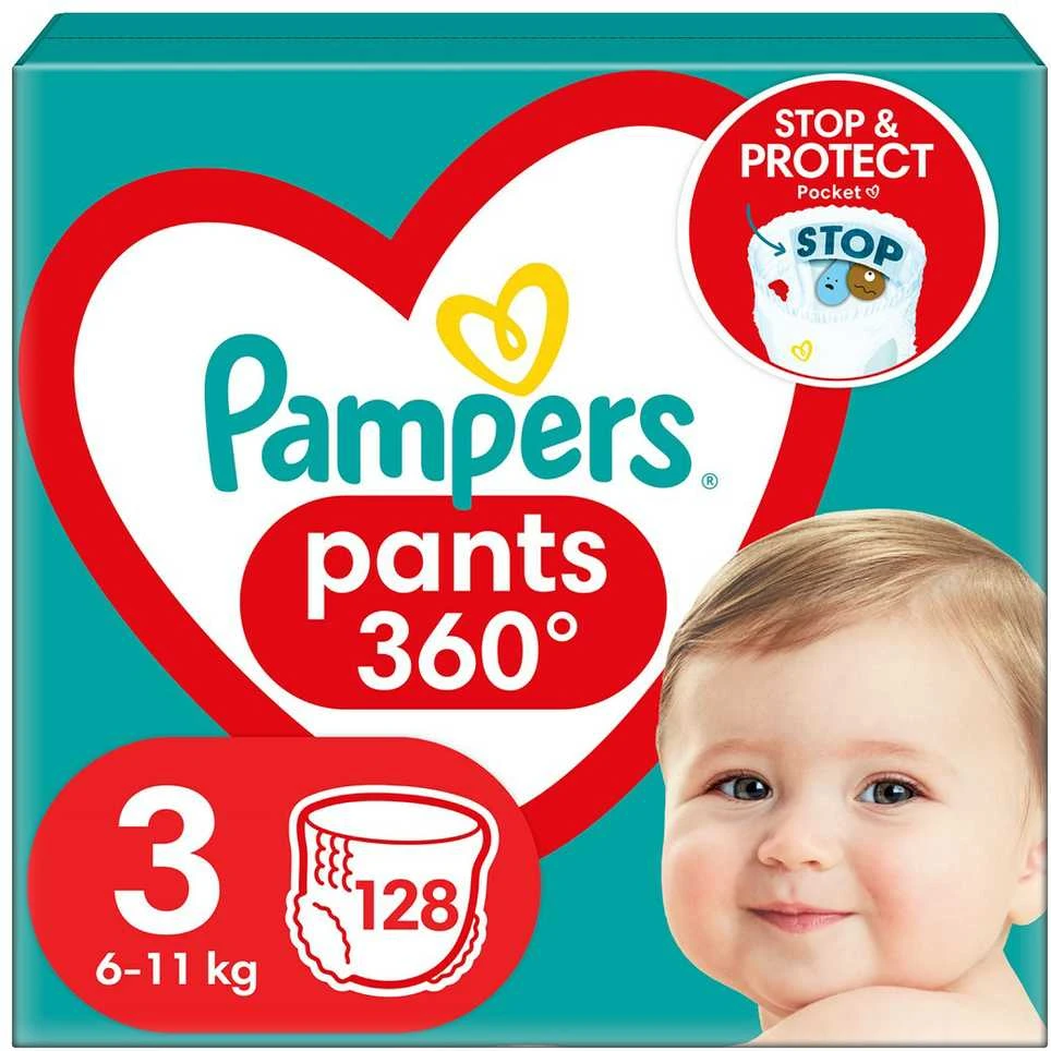 Sauskelnės - kelnaitės Pampers Pants 3 Dydis,  6-11kg, 128vnt.