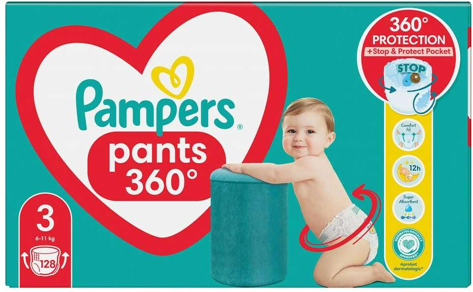Sauskelnės - kelnaitės Pampers Pants 3 Dydis,  6-11kg, 128vnt.