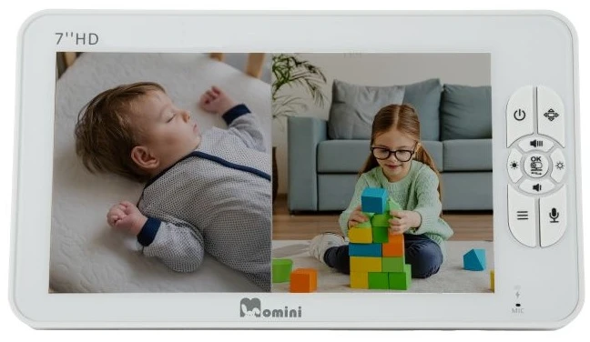 Vaiko Stebėjimo Prietaisas - Momini DreamWatcher 7-Inch HD LCD, Du Kameros, Dviejų Pusių Garso