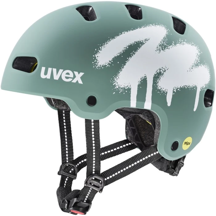 Šalmas Uvex kid 4 style MIPS spray sage žalias matt-55-58CM