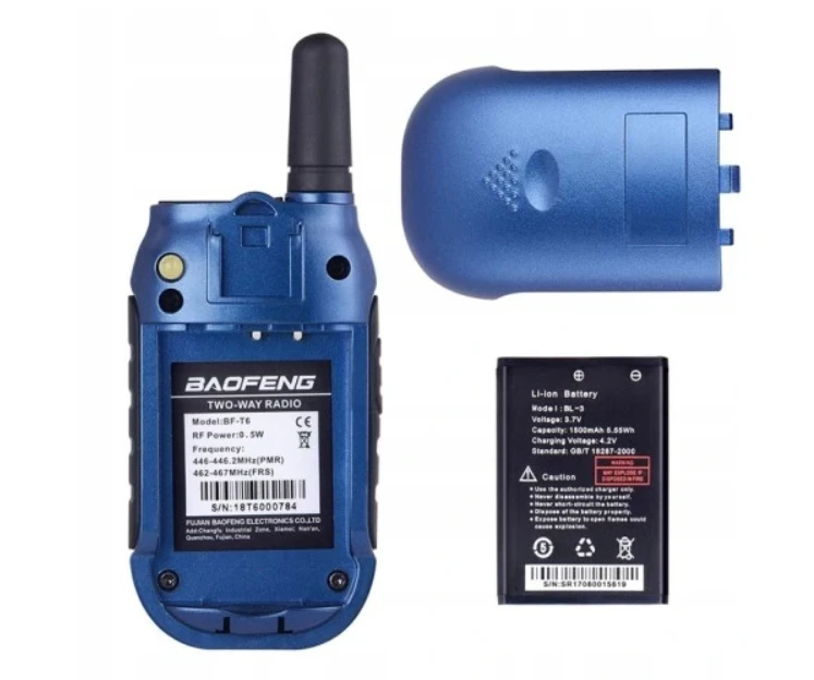 Walkie-Talkie Baofeng BF-T6 Panda Mėlyna, 2 pcs