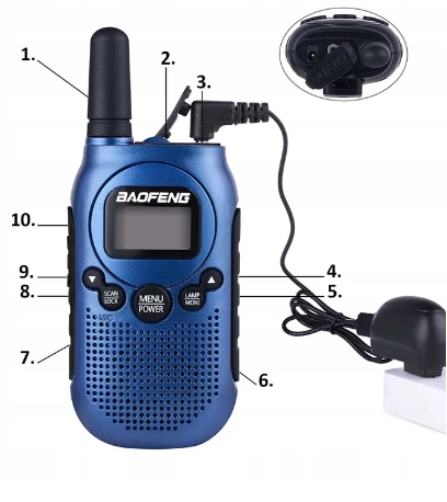 Walkie-Talkie Baofeng BF-T6 Panda Mėlyna, 2 pcs