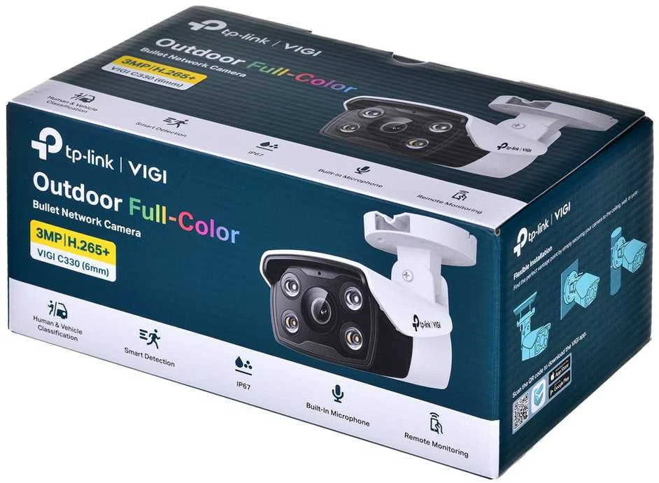 TP-LINK | Spalvota kulkinė tinklo kamera | VIGI C330 | Kulka | 3 MP | 6 mm | IP67 | H.265+/H.265/H.264+/H.264 | N/A