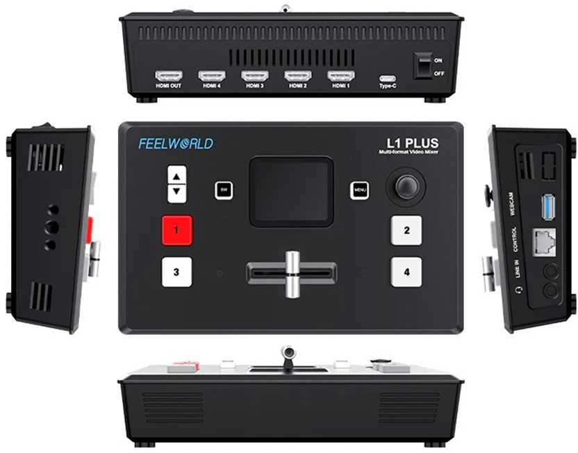 Monitorius Vaizdo Mikseris - Feelworld L1 PLUS Multi Camera Switcher 8 PTZ Control 2-inch Jutiklinis ekranas