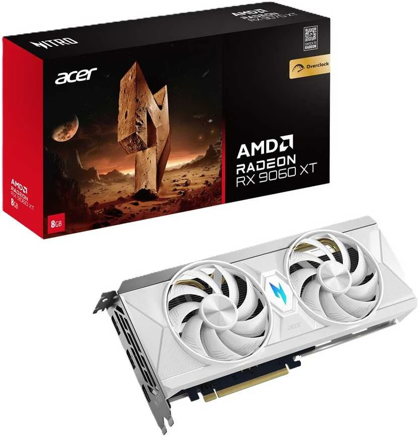 Vaizdo plokštė „Acer Nitro Radeon RX 9060 XT OC 8GB Baltas Edition“ AMD GDDR6