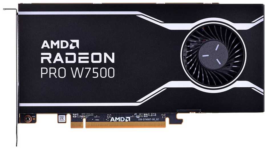 AMD GPU W7500 8GB GDDR6 128bit, 12Tflops, 4x DP 2.1, aktyvus ventiliatorius, RDNA3