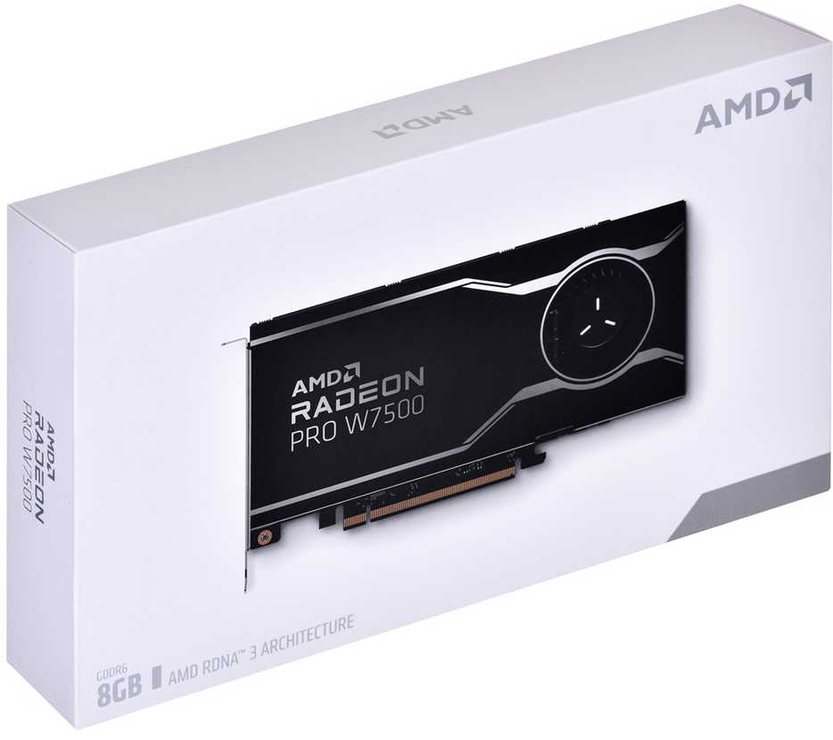 AMD GPU W7500 8GB GDDR6 128bit, 12Tflops, 4x DP 2.1, aktyvus ventiliatorius, RDNA3