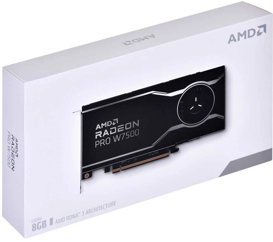 Vaizdo plokštė AMD GPU W7500 8GB GDDR6 128bit, 12Tflops, 4x DP 2.1, aktyvus ventiliatorius, RDNA3