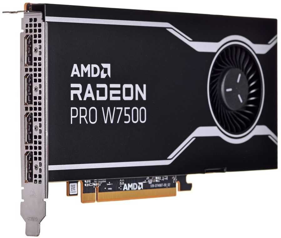 AMD GPU W7500 8GB GDDR6 128bit, 12Tflops, 4x DP 2.1, aktyvus ventiliatorius, RDNA3