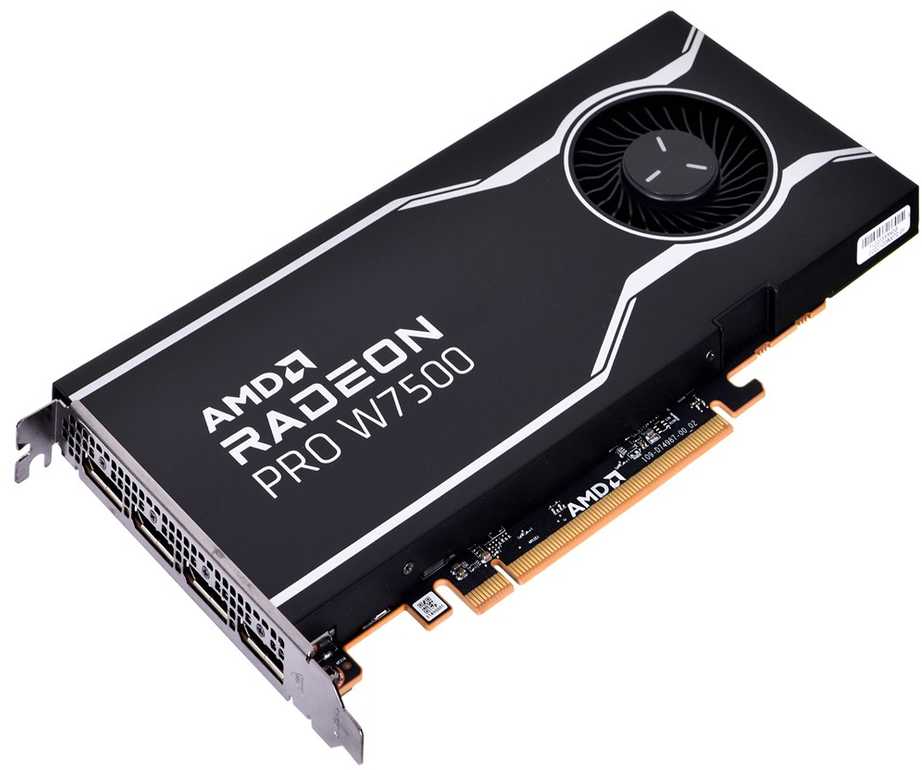 AMD GPU W7500 8GB GDDR6 128bit, 12Tflops, 4x DP 2.1, aktyvus ventiliatorius, RDNA3
