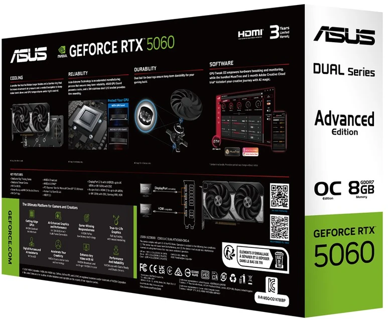 ASUS Dual -RTX5060-O8G-A NVIDIA GeForce RTX 5060 8 GB GDDR7