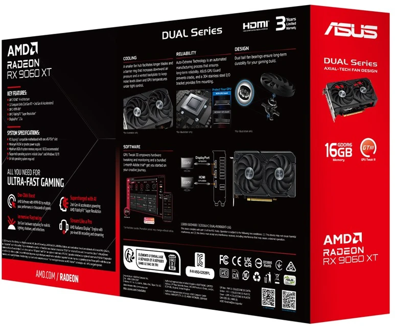 ASUS Dual -RX9060XT-16G AMD Radeon RX 9060 XT 16 GB GDDR6