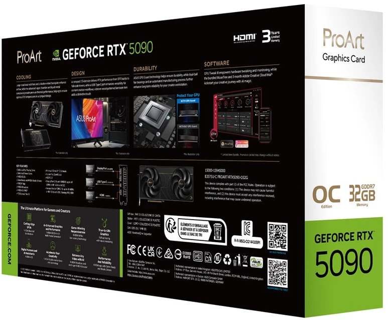 Vaizdo plokštė ASUS ProArt -RTX5090-O32G NVIDIA GeForce RTX 5090 32 GB GDDR7