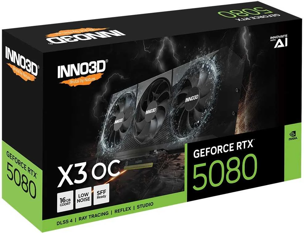Vaizdo plokštė „Inno3D GeForce RTX 5080 X3 OS“ balta NVIDIA 16 GB GDDR7