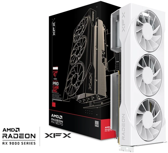 „XFX Swift RX 9070GRE Baltas Tri-Fan 12GB“ vaizdo plokštė