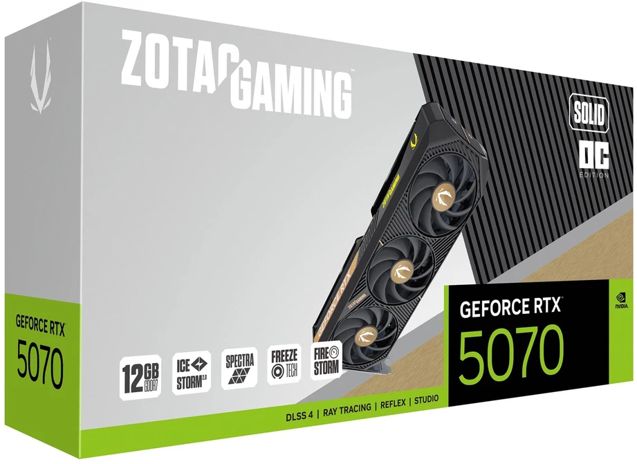 Vaizdo plokštė Zotac GAMING GeForce RTX 5070 SOLID OC NVIDIA 12 GB GDDR7