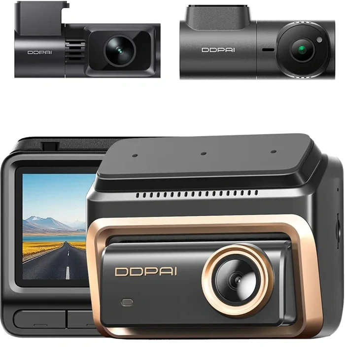 Vaizdo registratorius - DDPAI Z90 Master 4K, dviguba kamera, 3 colių ekranas, 5 GHz Wi‑Fi, GNSS