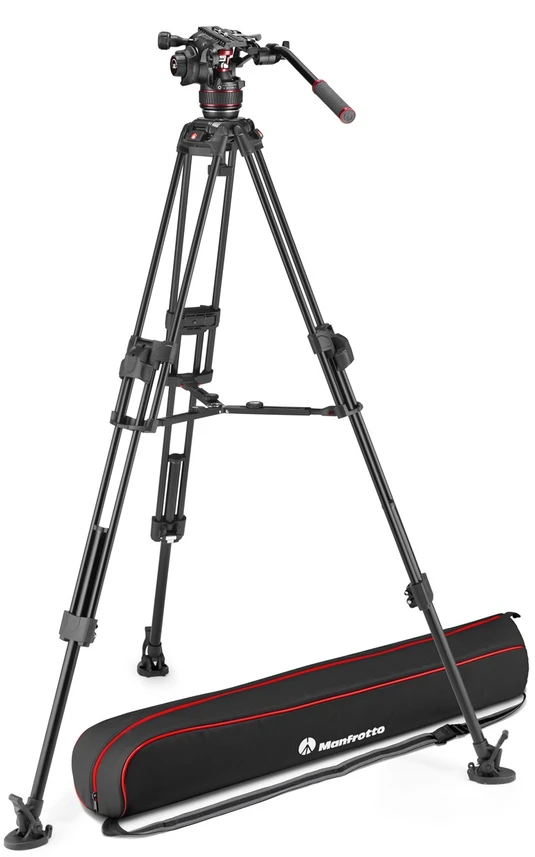 Vaizdo Trikojis Komplektas - Manfrotto 645 Fast Twin Aliumininis Trikojis Su Nitrotech 608 Galvute