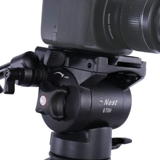 Vaizdo trikojis - Nest NT 670 aliumininė galvutė su skysčio slopinimu 20 kg 74,5–169 cm 360° 6,35 kg