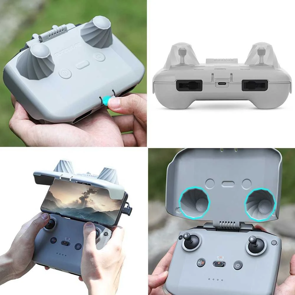 Valdiklio dangtelis - Sunnylife YK715 DJI RC-N1, RC-N2 2-in-1 saulės skydelis juodas
