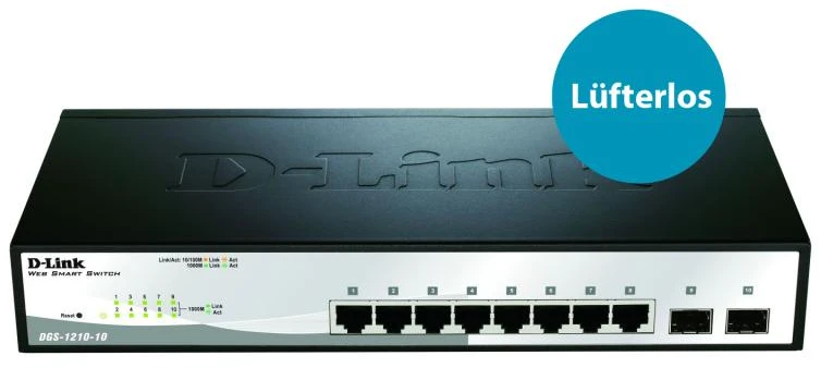 Šakotuvas D-Link | 10 prievadų gigabitų išmanusis valdomas jungiklis | DGS-1210-10 | Tvarkoma L2+ | Montuojamas ant stovo