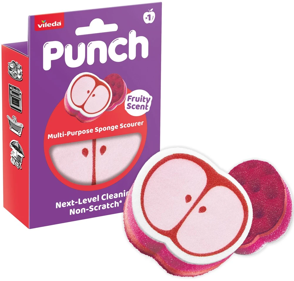 Valymo kempinė - Vileda Punch Universalus Kempinė, Tinkamas Indaplovėms, Obuolių Kvapas
